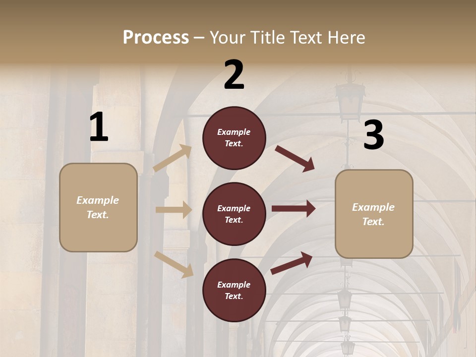 A Long Hallway With A Row Of Lamps Hanging From The Ceiling PowerPoint Template