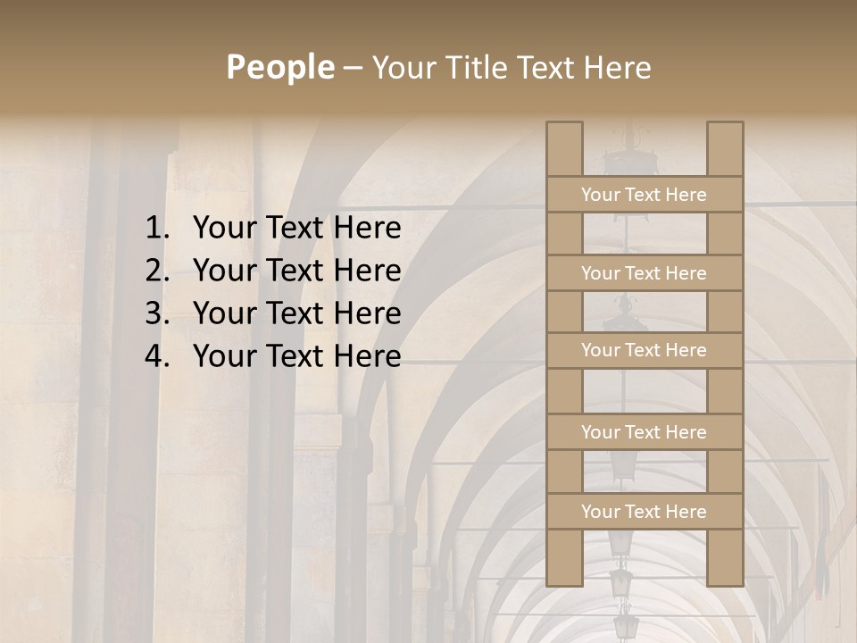 A Long Hallway With A Row Of Lamps Hanging From The Ceiling PowerPoint Template