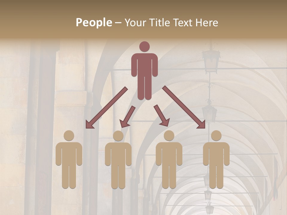 A Long Hallway With A Row Of Lamps Hanging From The Ceiling PowerPoint Template