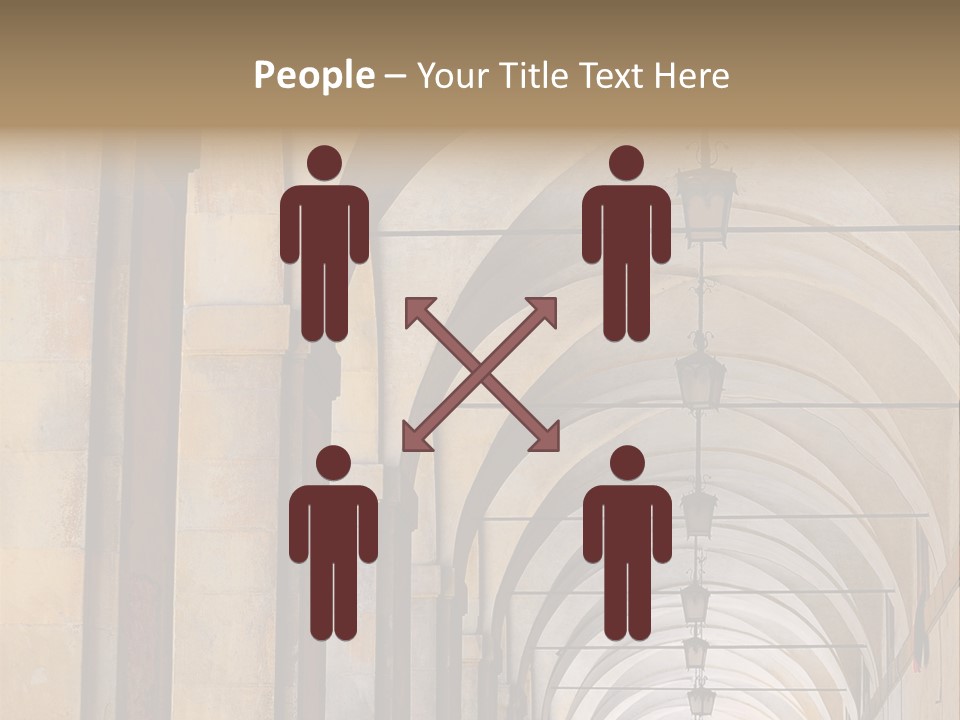 A Long Hallway With A Row Of Lamps Hanging From The Ceiling PowerPoint Template