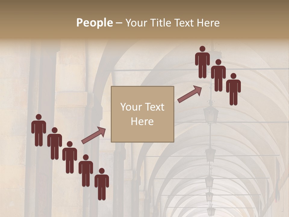 A Long Hallway With A Row Of Lamps Hanging From The Ceiling PowerPoint Template