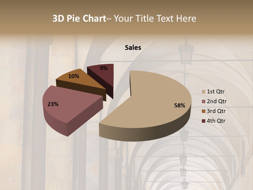 A Long Hallway With A Row Of Lamps Hanging From The Ceiling PowerPoint Template