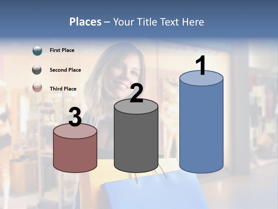 A Woman Holding Shopping Bags In Front Of A Store PowerPoint Template