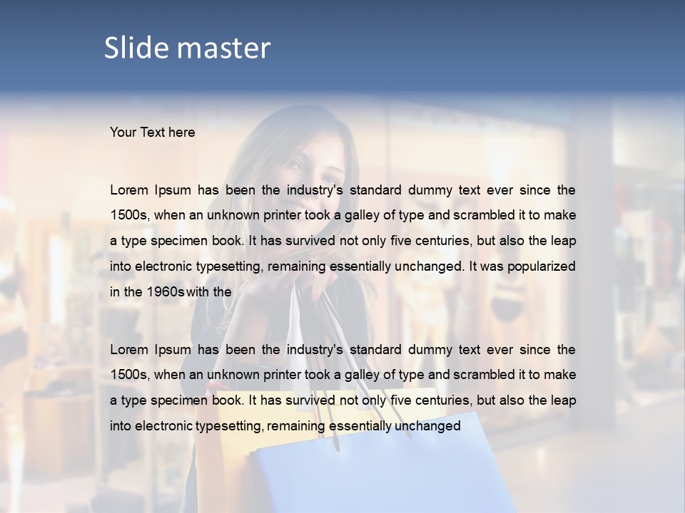 A Woman Holding Shopping Bags In Front Of A Store PowerPoint Template