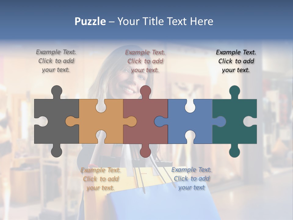 A Woman Holding Shopping Bags In Front Of A Store PowerPoint Template