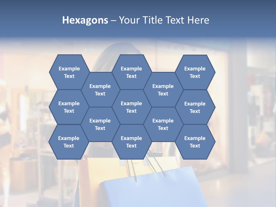 A Woman Holding Shopping Bags In Front Of A Store PowerPoint Template