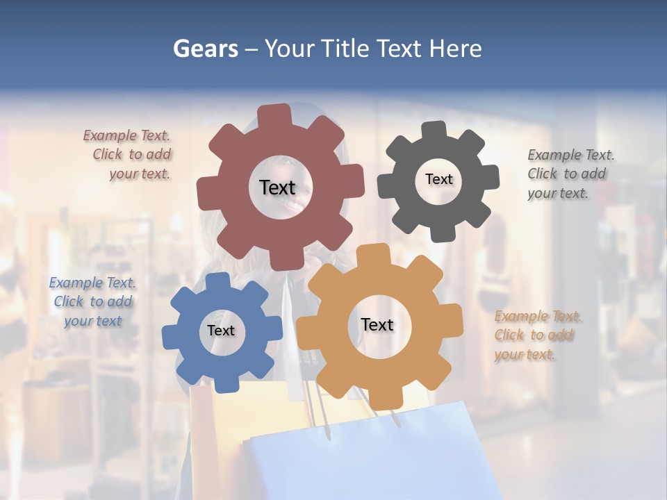 A Woman Holding Shopping Bags In Front Of A Store PowerPoint Template