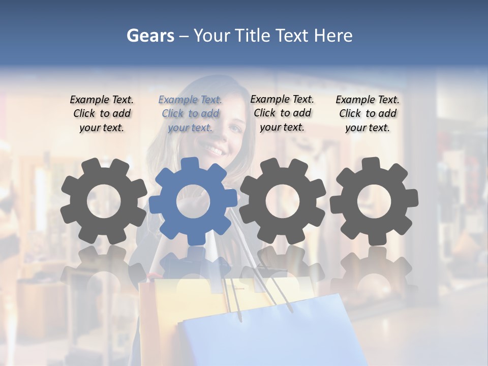 A Woman Holding Shopping Bags In Front Of A Store PowerPoint Template