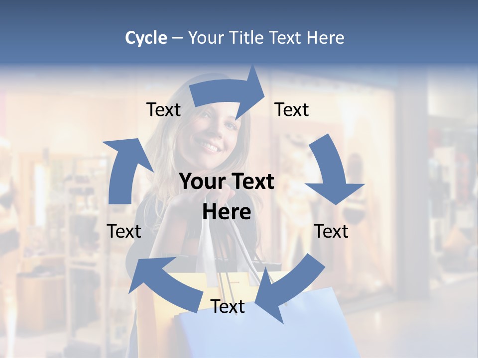 A Woman Holding Shopping Bags In Front Of A Store PowerPoint Template