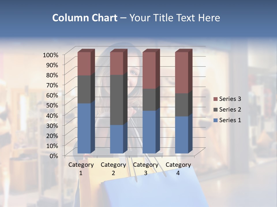 A Woman Holding Shopping Bags In Front Of A Store PowerPoint Template