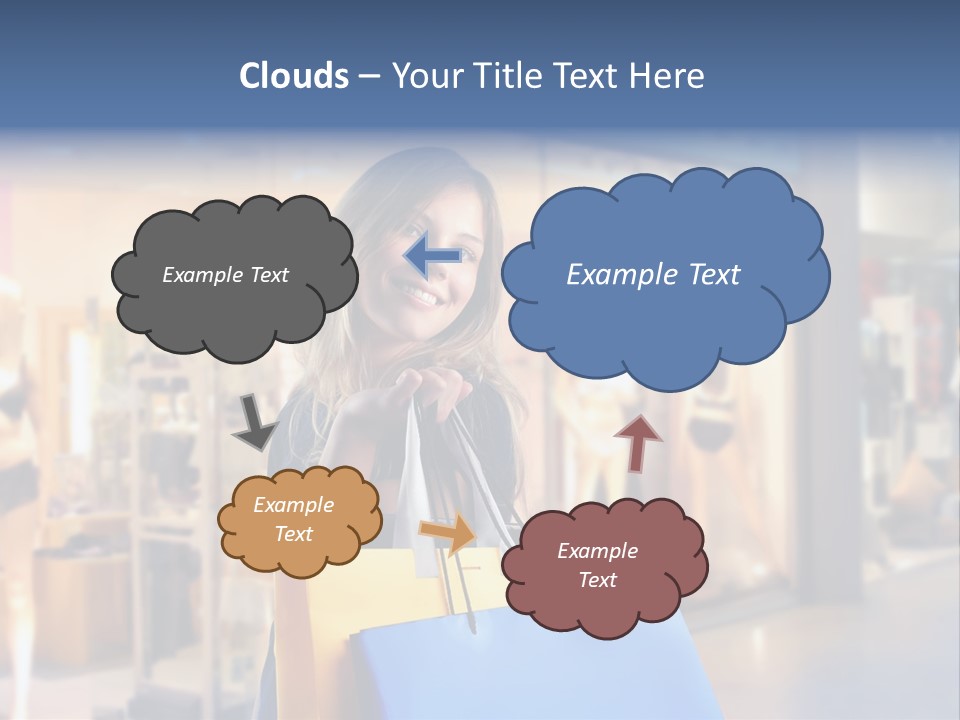 A Woman Holding Shopping Bags In Front Of A Store PowerPoint Template