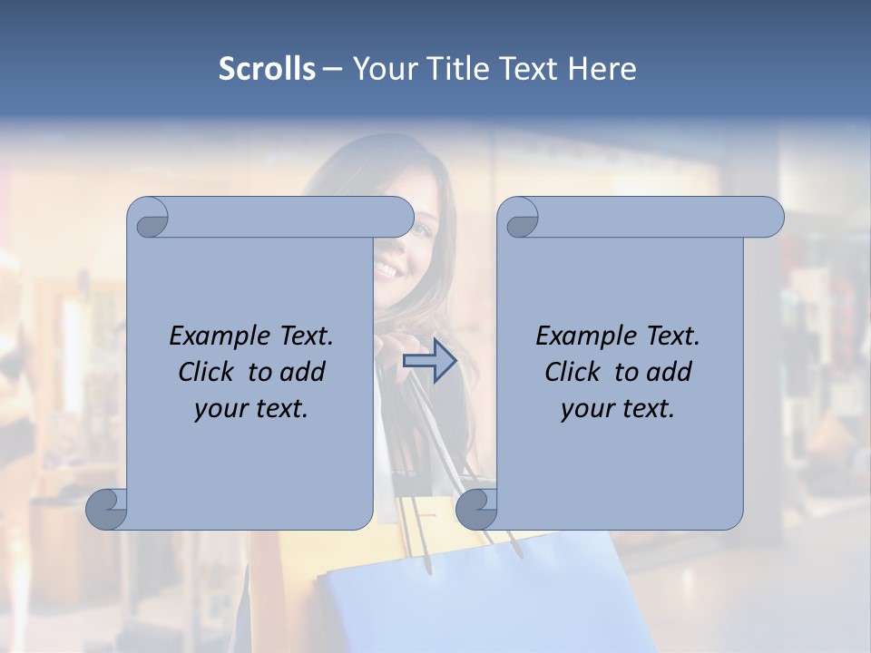A Woman Holding Shopping Bags In Front Of A Store PowerPoint Template