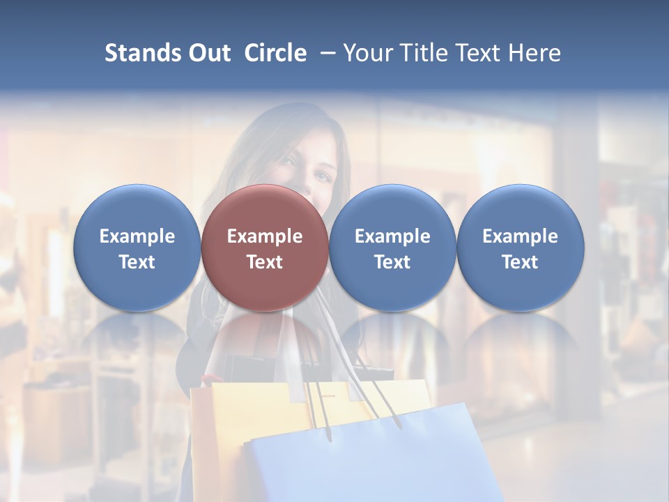 A Woman Holding Shopping Bags In Front Of A Store PowerPoint Template