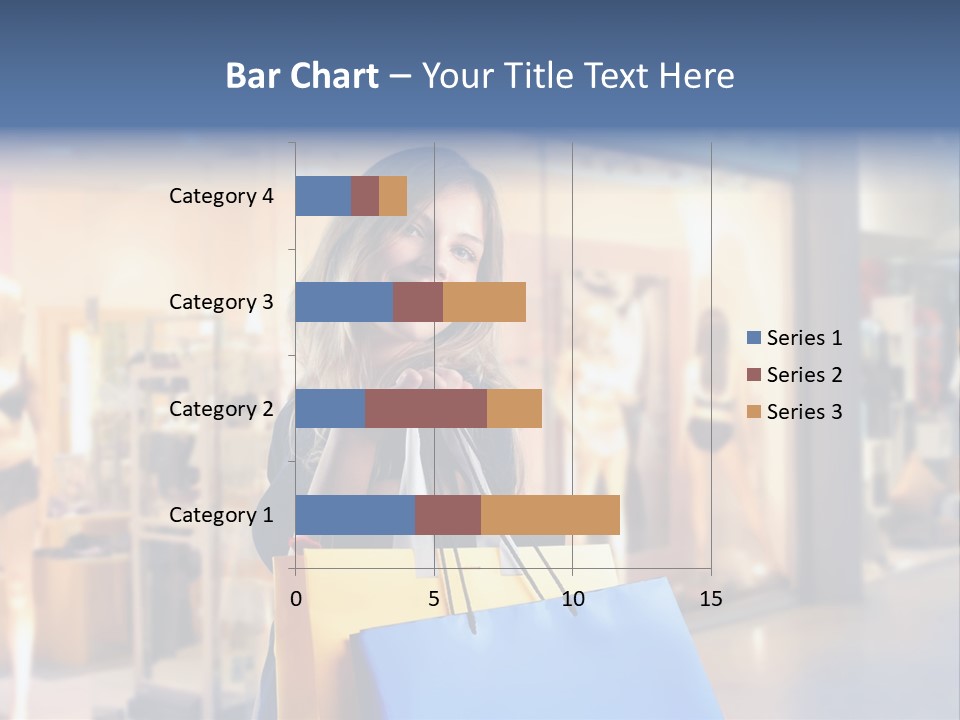 A Woman Holding Shopping Bags In Front Of A Store PowerPoint Template