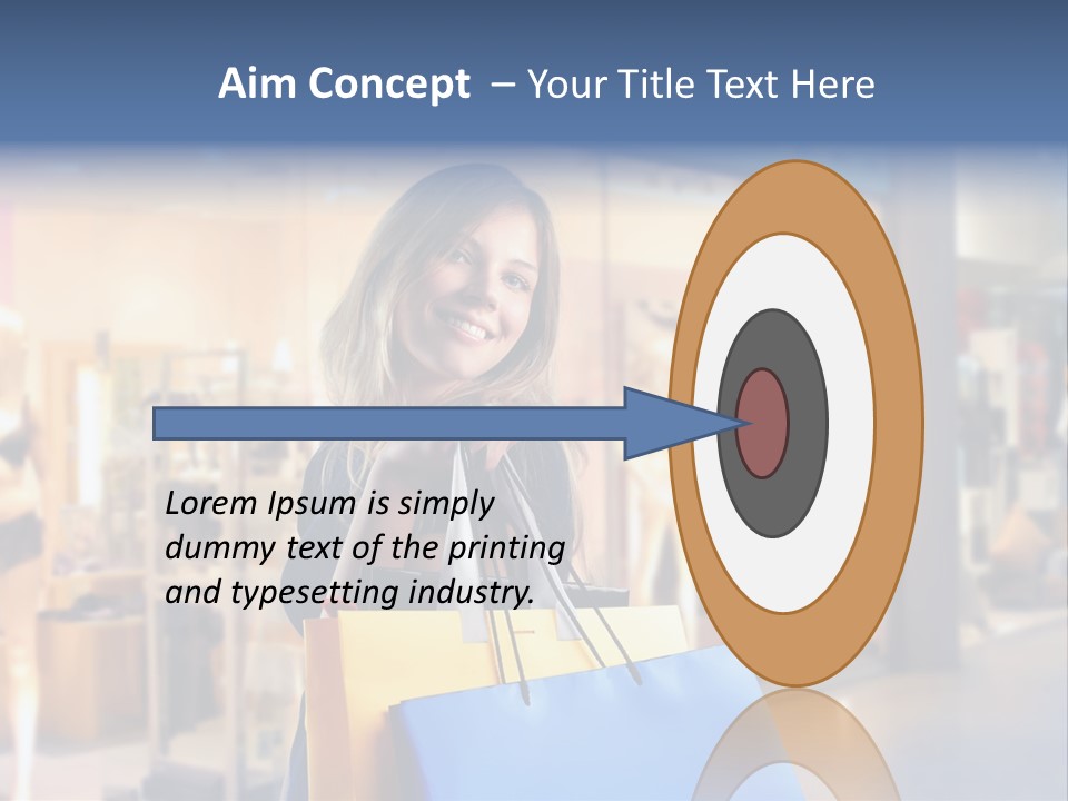 A Woman Holding Shopping Bags In Front Of A Store PowerPoint Template