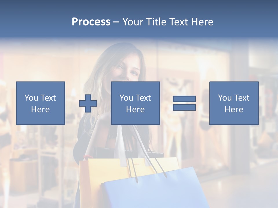 A Woman Holding Shopping Bags In Front Of A Store PowerPoint Template