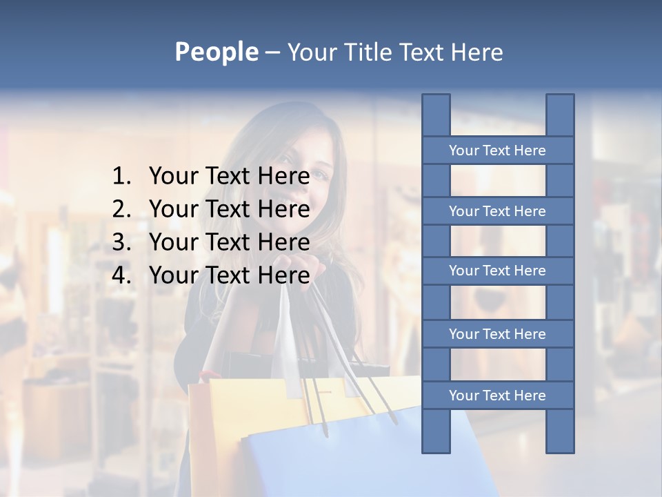 A Woman Holding Shopping Bags In Front Of A Store PowerPoint Template