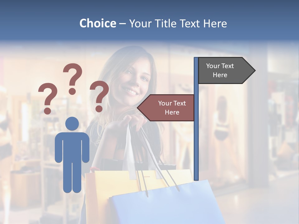 A Woman Holding Shopping Bags In Front Of A Store PowerPoint Template