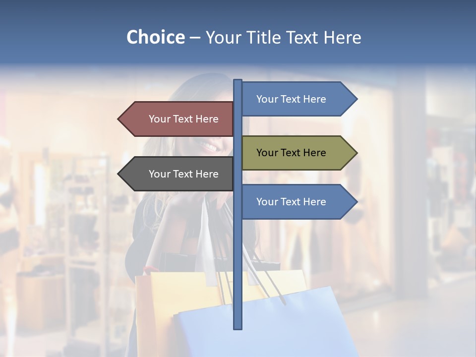 A Woman Holding Shopping Bags In Front Of A Store PowerPoint Template