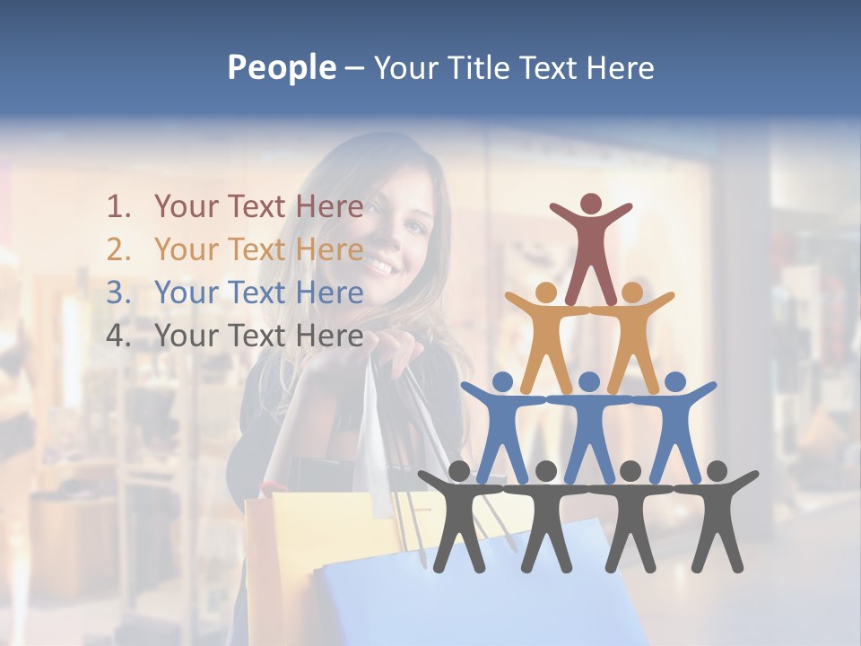 A Woman Holding Shopping Bags In Front Of A Store PowerPoint Template