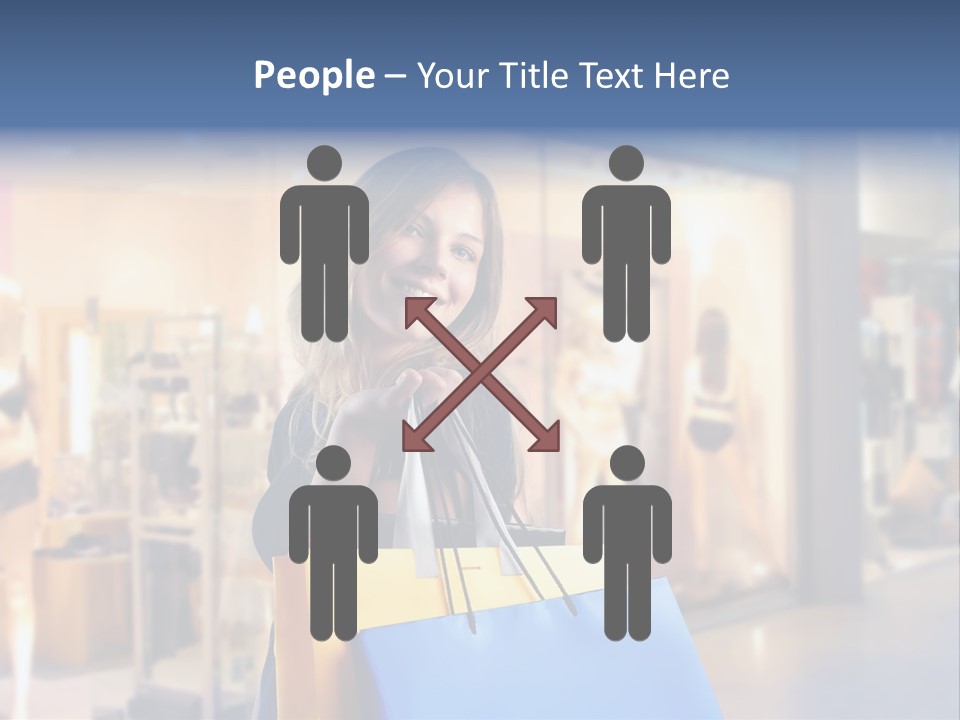 A Woman Holding Shopping Bags In Front Of A Store PowerPoint Template