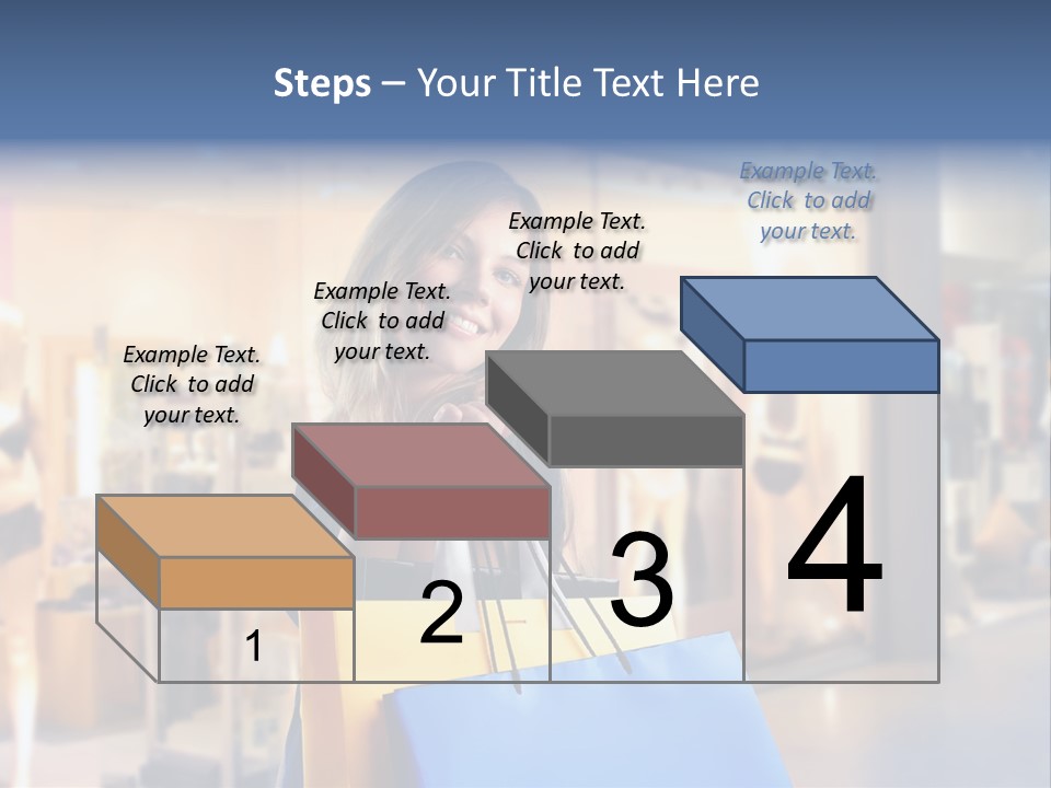 A Woman Holding Shopping Bags In Front Of A Store PowerPoint Template