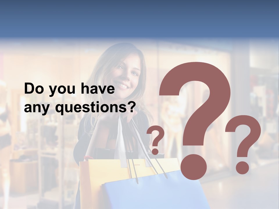 A Woman Holding Shopping Bags In Front Of A Store PowerPoint Template