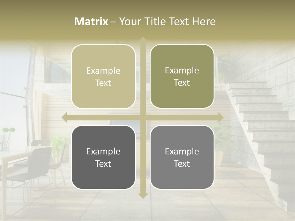 A Living Room With Stairs And A Television PowerPoint Template