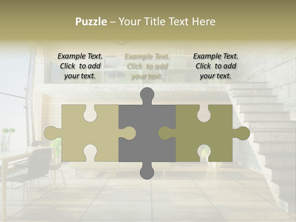 A Living Room With Stairs And A Television PowerPoint Template