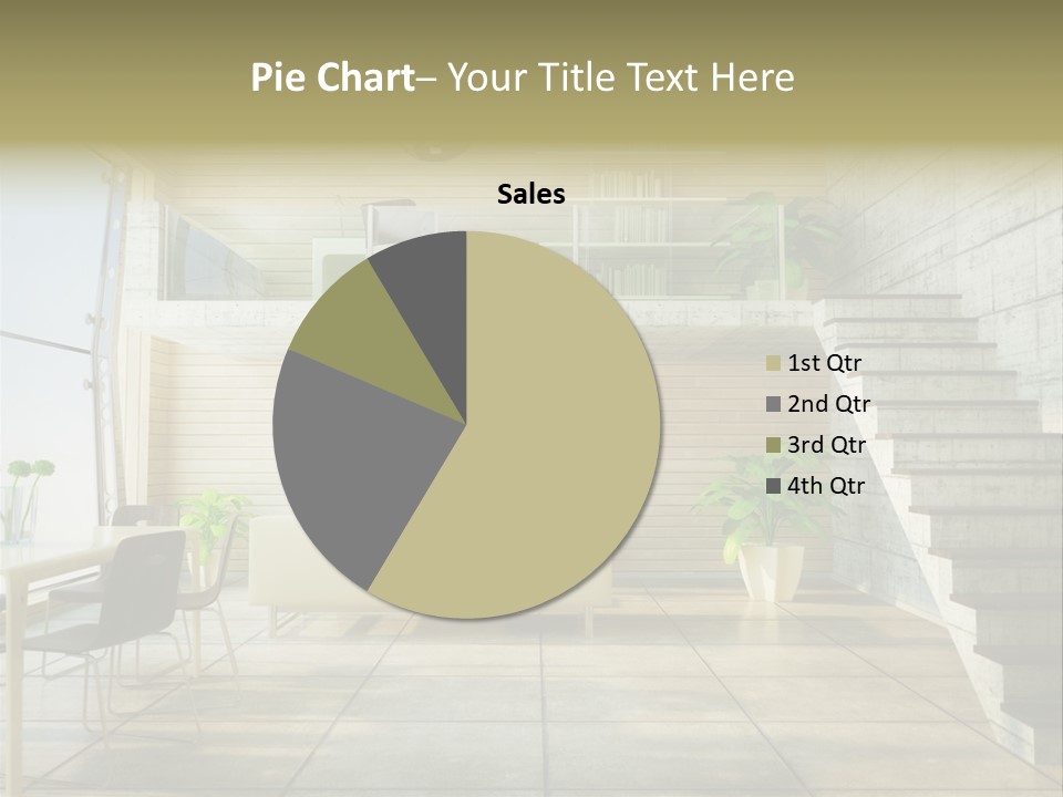 A Living Room With Stairs And A Television PowerPoint Template