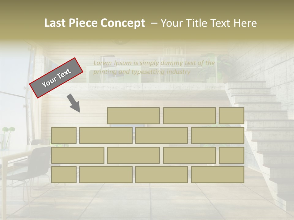 A Living Room With Stairs And A Television PowerPoint Template