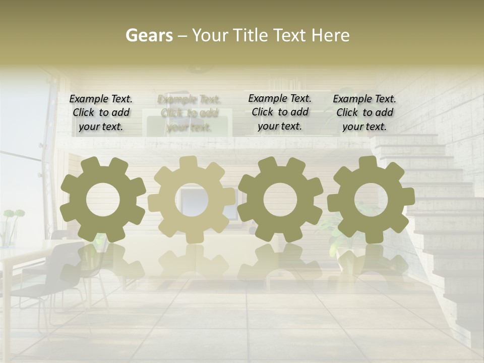 A Living Room With Stairs And A Television PowerPoint Template