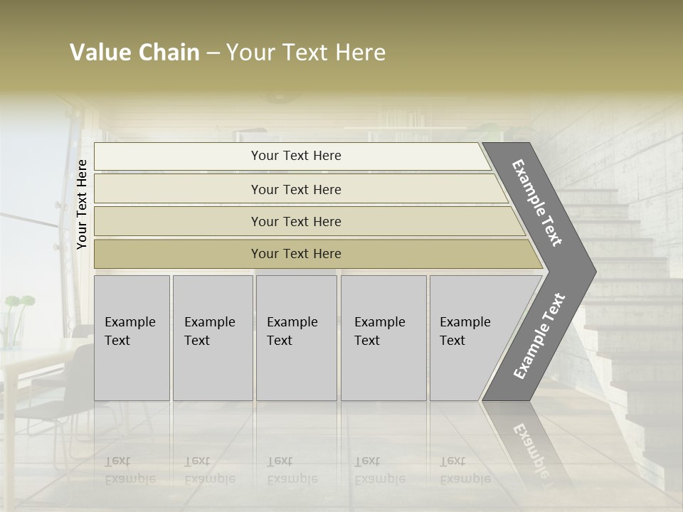 A Living Room With Stairs And A Television PowerPoint Template