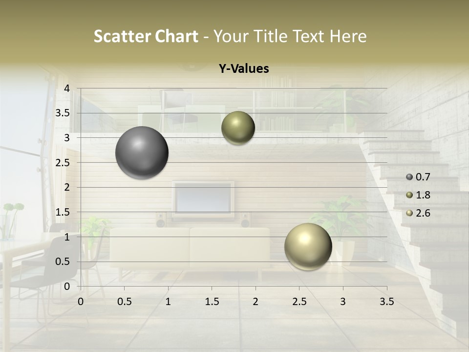 A Living Room With Stairs And A Television PowerPoint Template