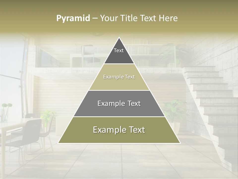 A Living Room With Stairs And A Television PowerPoint Template