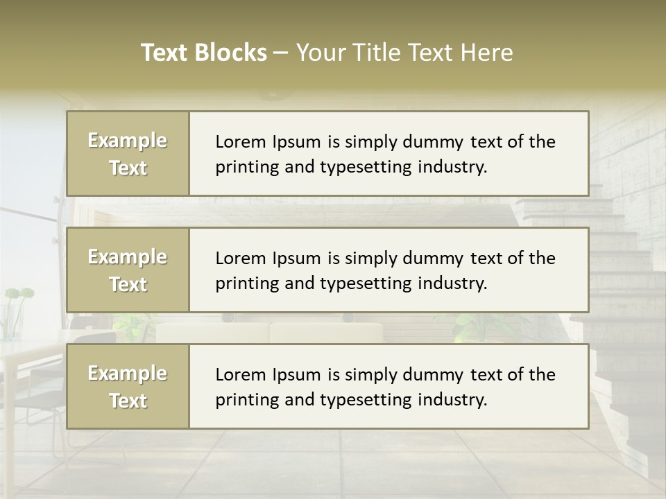 A Living Room With Stairs And A Television PowerPoint Template