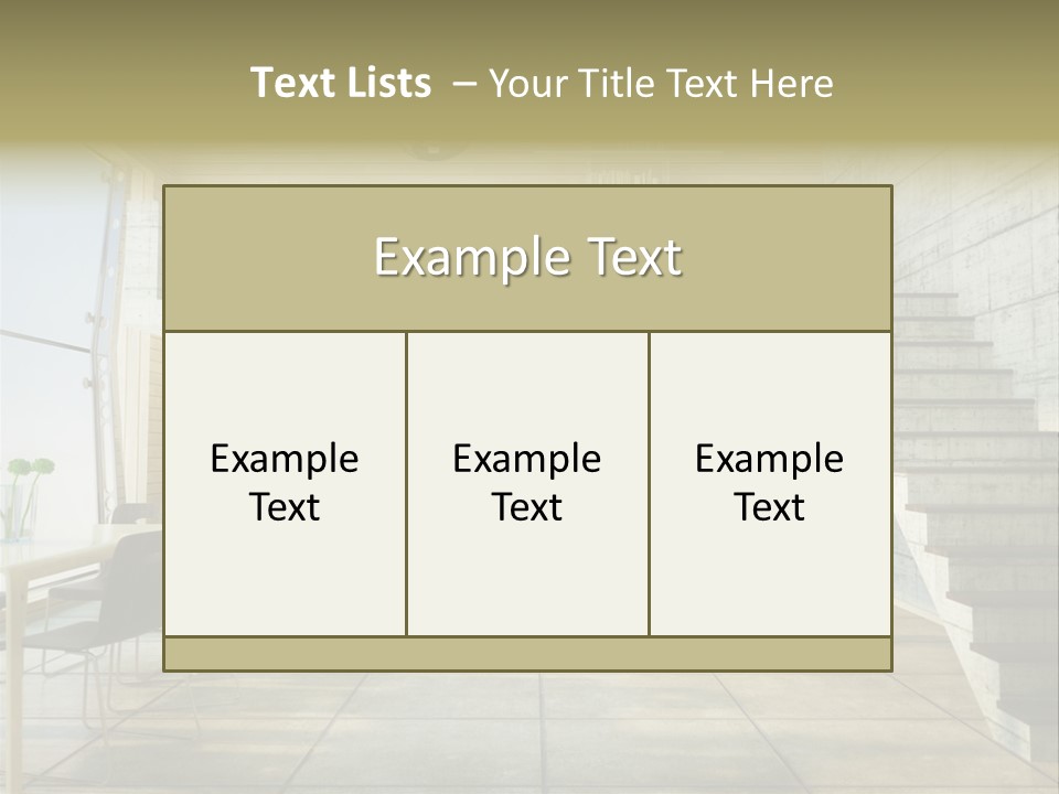 A Living Room With Stairs And A Television PowerPoint Template