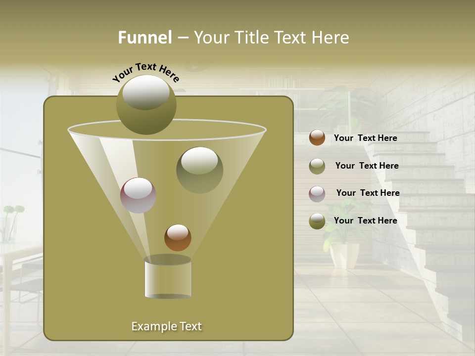 A Living Room With Stairs And A Television PowerPoint Template