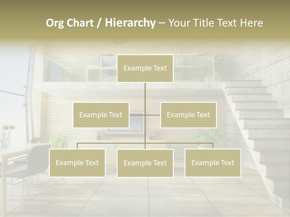 A Living Room With Stairs And A Television PowerPoint Template