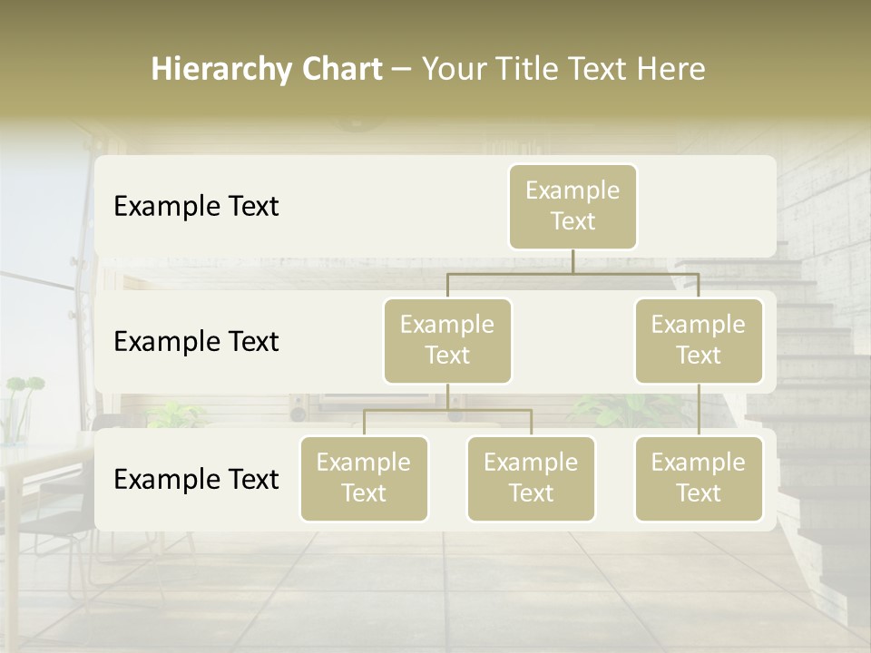 A Living Room With Stairs And A Television PowerPoint Template