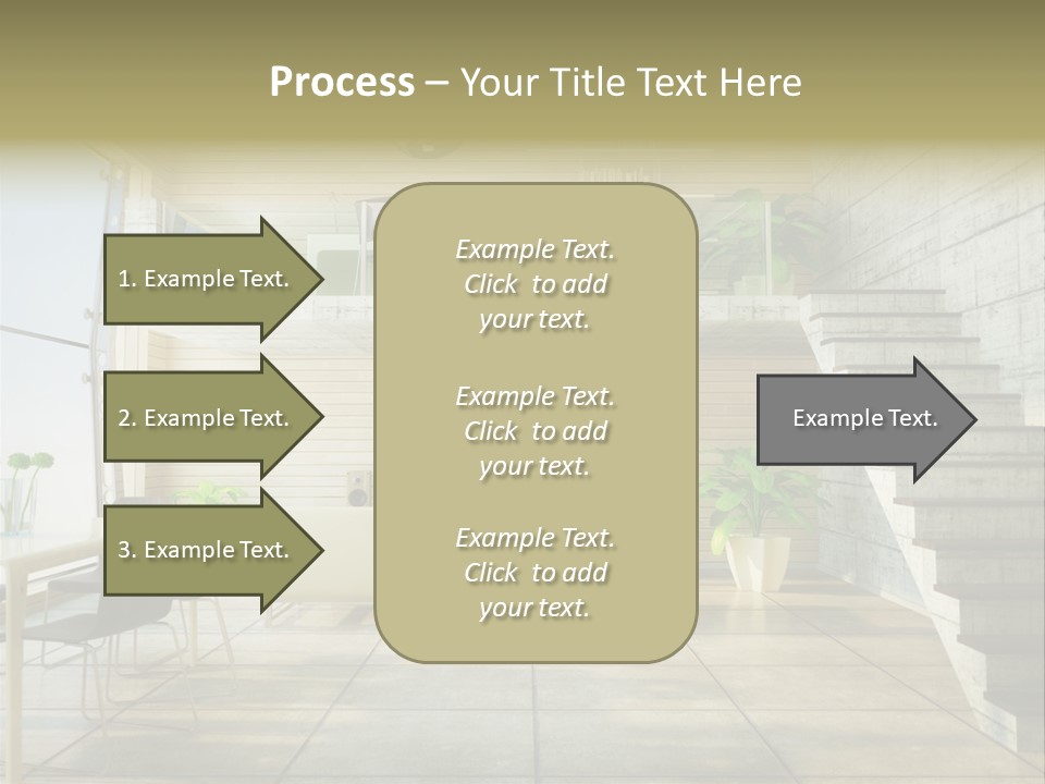 A Living Room With Stairs And A Television PowerPoint Template