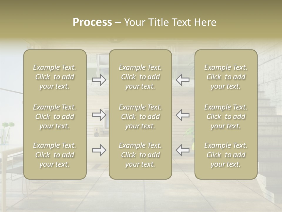 A Living Room With Stairs And A Television PowerPoint Template