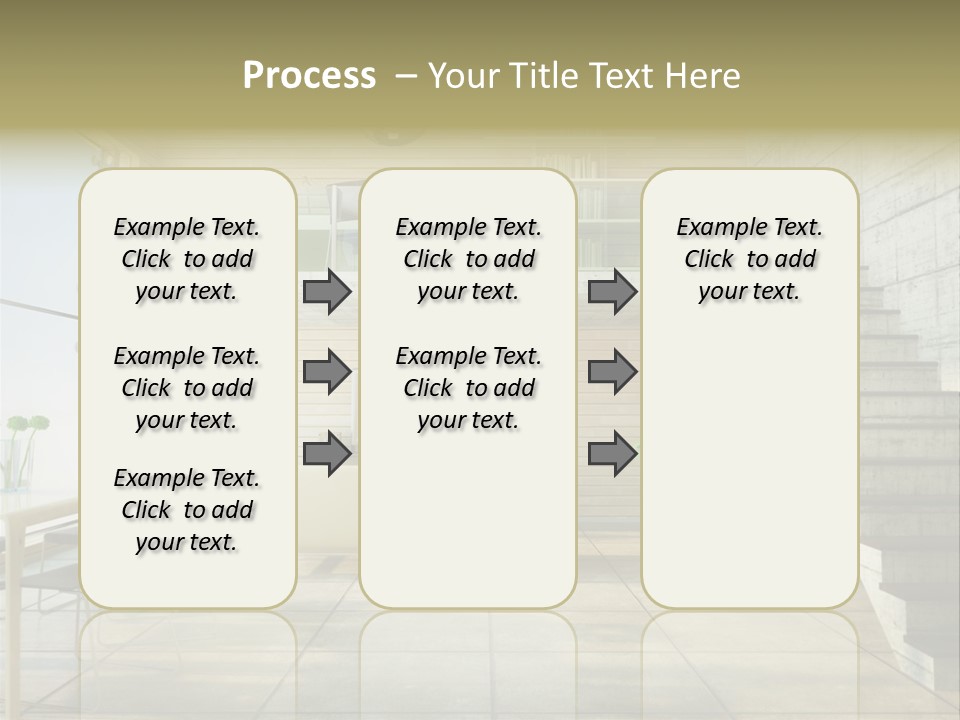 A Living Room With Stairs And A Television PowerPoint Template