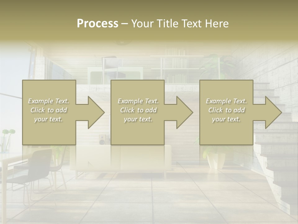 A Living Room With Stairs And A Television PowerPoint Template