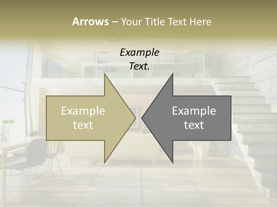 A Living Room With Stairs And A Television PowerPoint Template