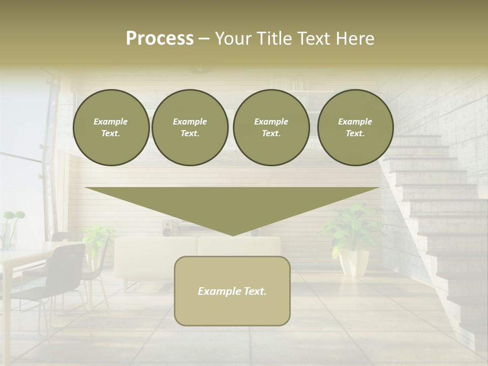 A Living Room With Stairs And A Television PowerPoint Template