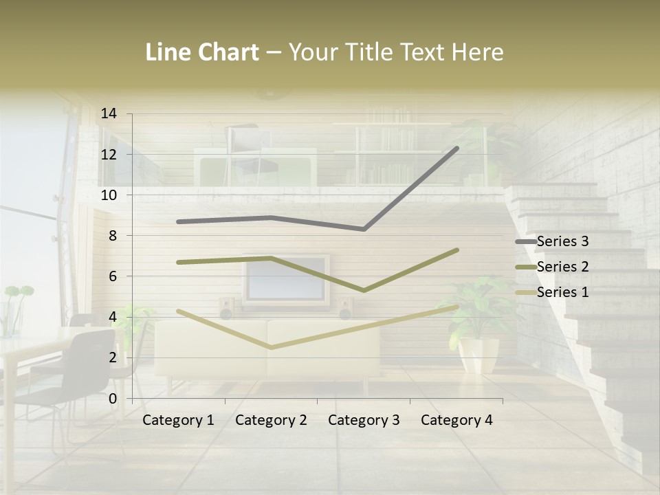 A Living Room With Stairs And A Television PowerPoint Template