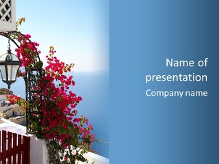 A Lamp Post With Flowers Growing On It PowerPoint Template