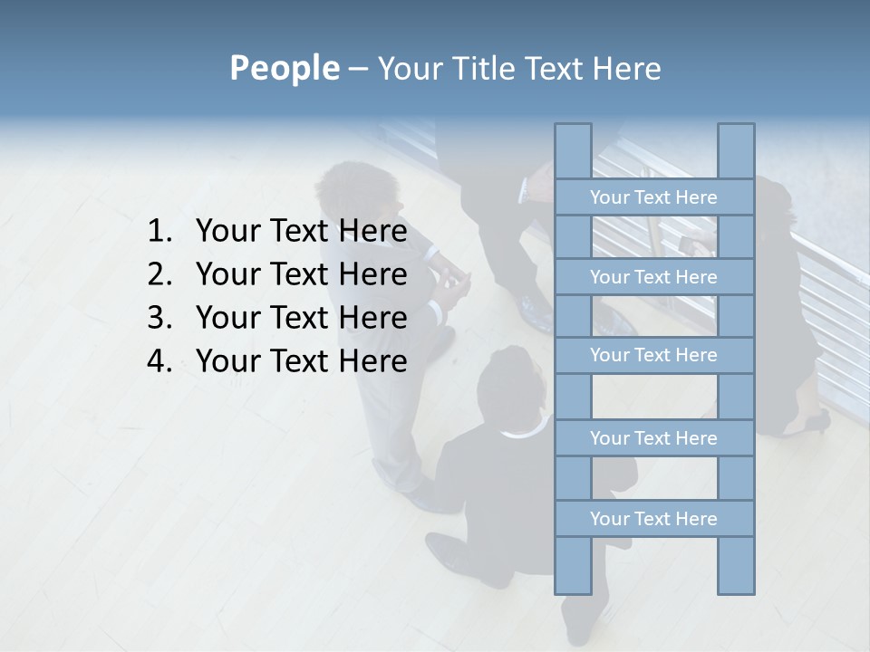 A Group Of People Standing Around A Wooden Floor PowerPoint Template