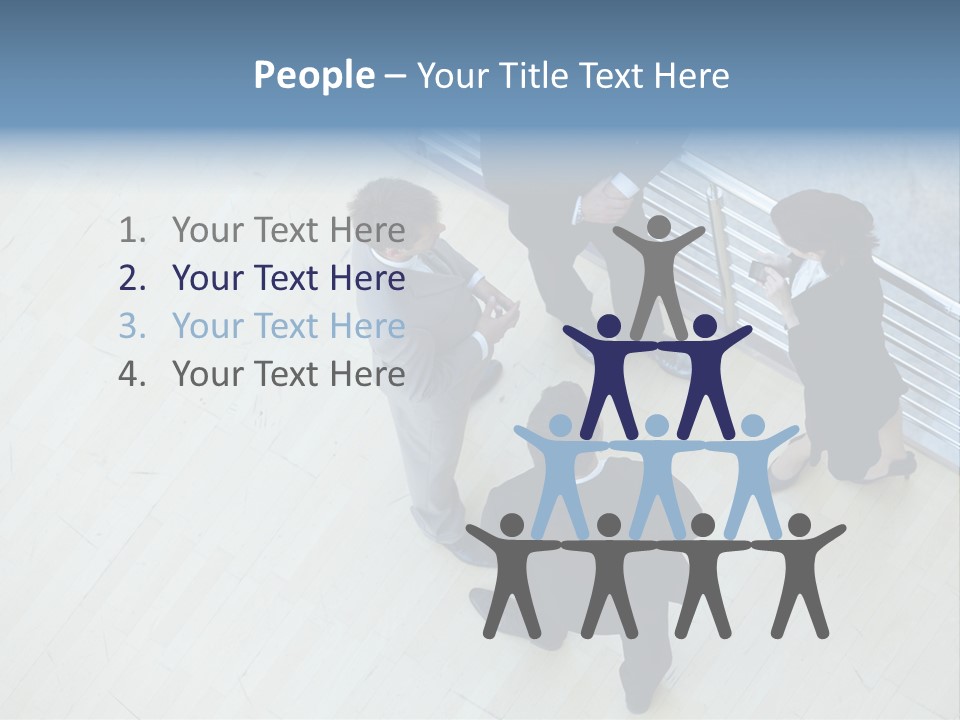 A Group Of People Standing Around A Wooden Floor PowerPoint Template